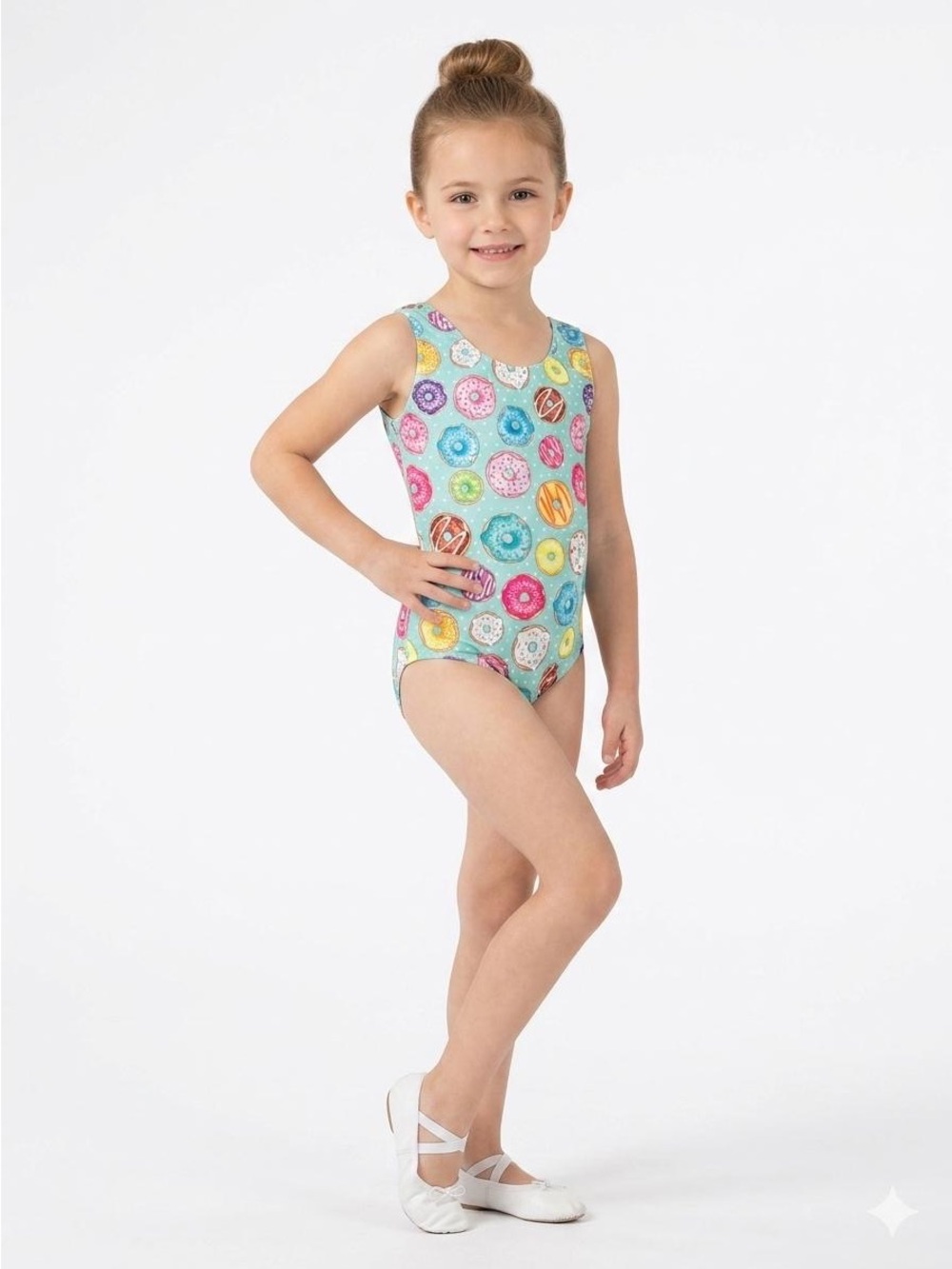 Kids Donut-Print Mint One-Piece Dance Costume
